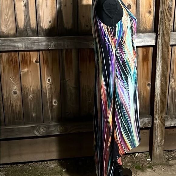 Karen Kane dress knee/midi hi-lo geometric multi-color Small FIRM on PRICE - Picture 4 of 6